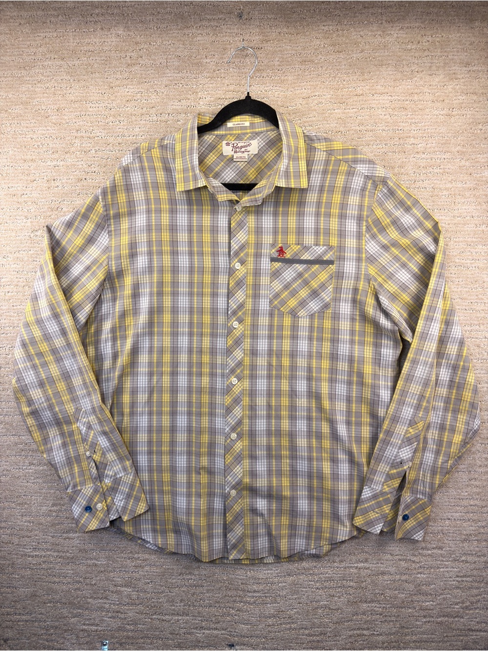 Original Penguin Classic Fit XL Plaid Long Sleeve Button-Up Shirt